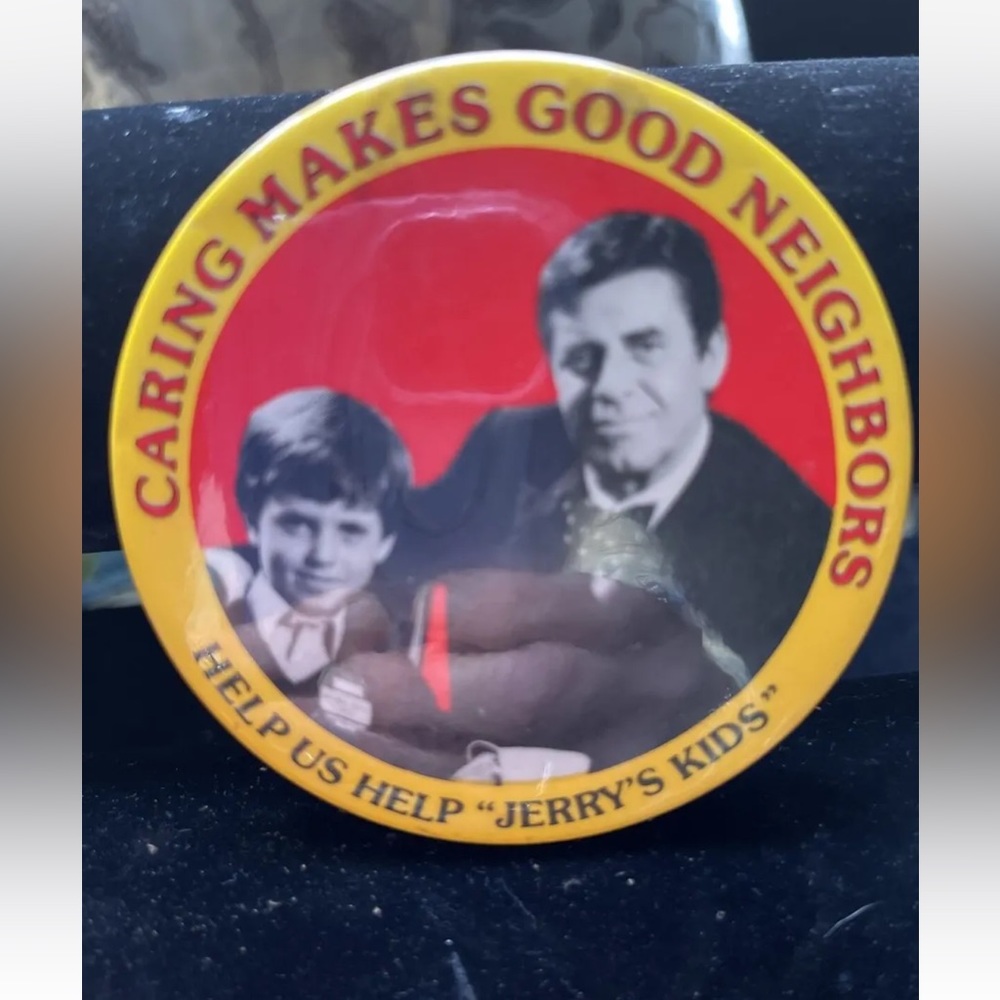 Jerry Lewis Vintage 3" MDA Caring Makes Good Neighbors Pin  Badge Help